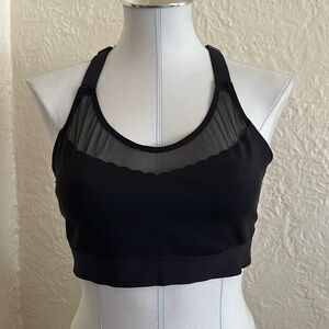 Victoria’s Secret Sport Black Bonded Sheer Mesh Scalloped Bra Large